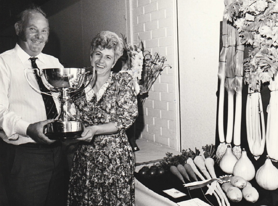 SHOW: Brian and Sue Roberts with the Evening Mail Challenge Trophy at the Barrow and District Horticultural Society’s Annual Show in 1993