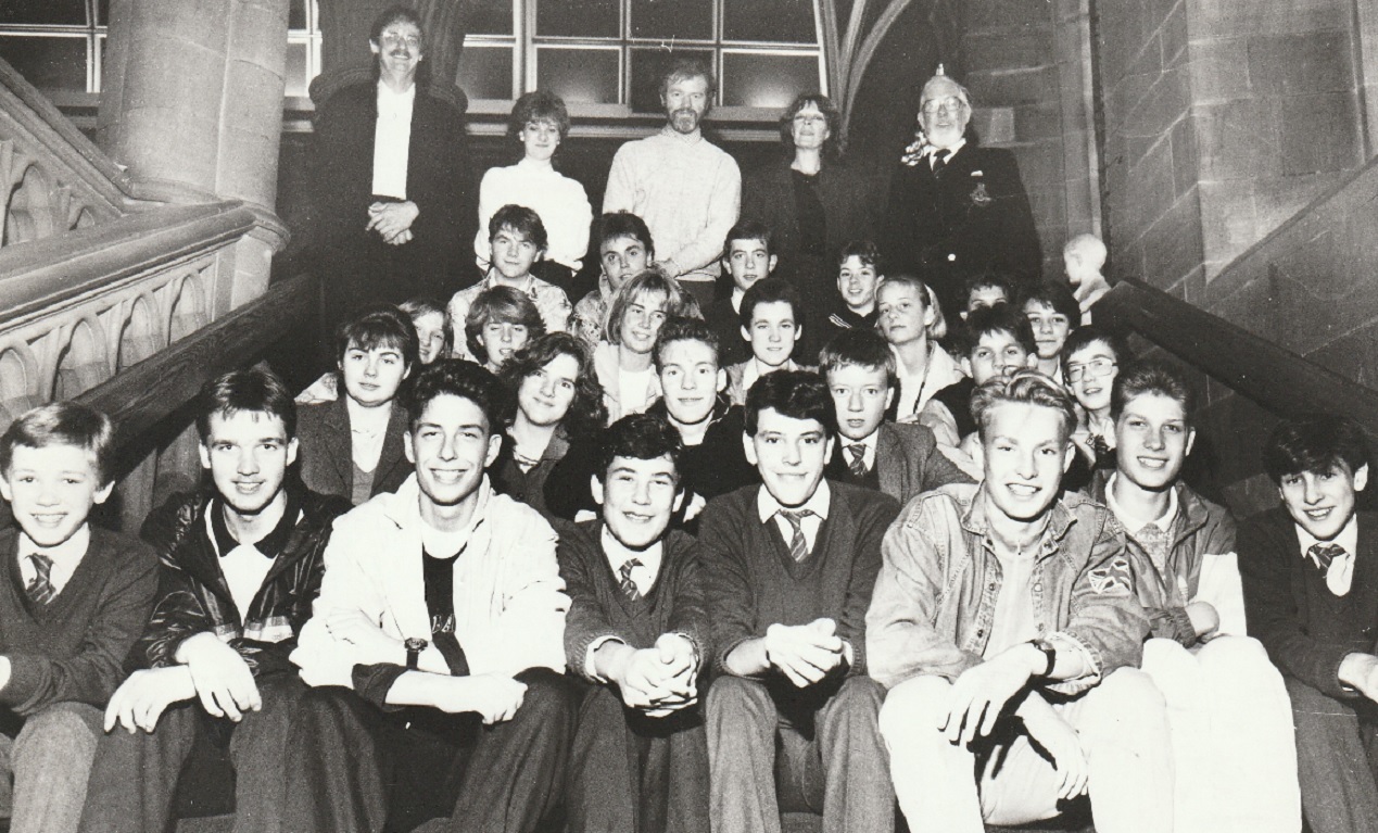 SCHOOL: Pupils from Schulzentrum-An-Der-Lehmhorsterstrasse in Bremen met up with their Barrovian exchange friends from Chetwynde School when they visited Barrow Town Hall in 1987