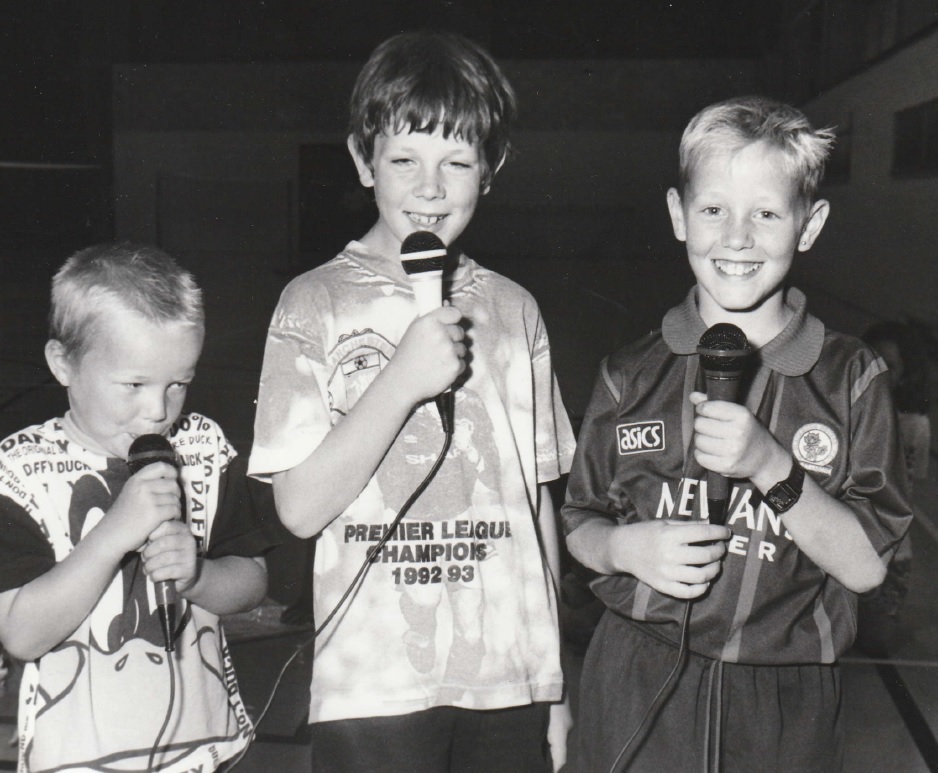SING: From left: Matthew, five, Stuart, nine, and Matthew, nine, singing ‘Everything I Do’ at the karaoke at Barrow Park Leisure Centre in 1995