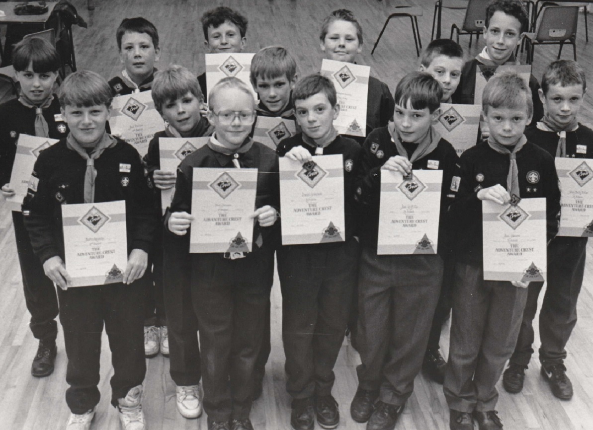 CUBS: Cub Scouts from the St Matthew’s, St Paul’s Hawks, St Aidan’s and Baptist packs, who received awards at the Barrow and District Scout Association annual meeting in 1993