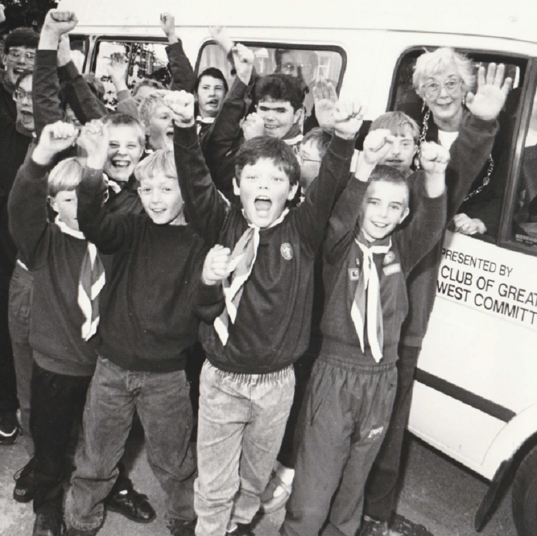 MAYOR: The Mayor of Barrow Cllr Betty Willacy gave her seal of approval to the 26th Extension Scout Group’s new mini bus when she visited in 1994