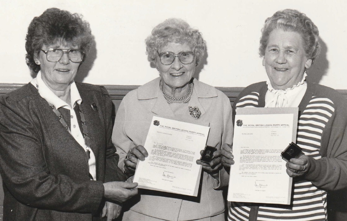 MAYOR: Special 40-year service awards were presented at the Millom Royal British Legion women’s section branch meeting in 1991. Olive Coulson (centre) and Mary Johns (right) received their certificates and badges from the Mayor Cllr Margaret