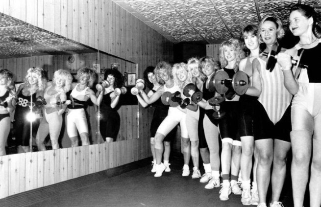 FITNESS: Furness Health Studio girls getting ready for the 1989 Mr and Miss Cumbria show 