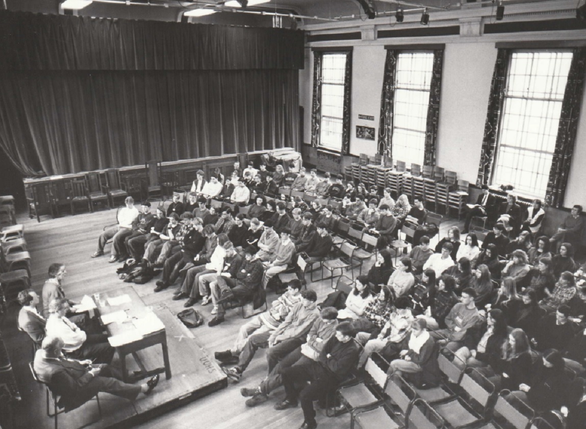 ASSEMBLY: A bird’s eye view as councillors face questions from lower sixth form pupils at Ulverston Victoria High School in 1994