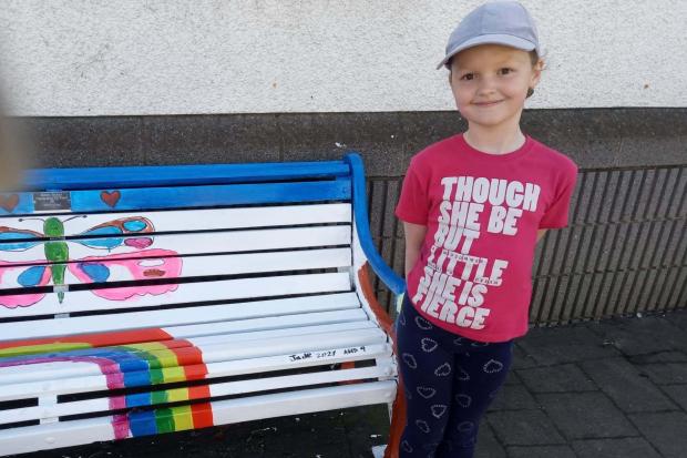 PAINTER: Jade Holden, nine, with her painted bench