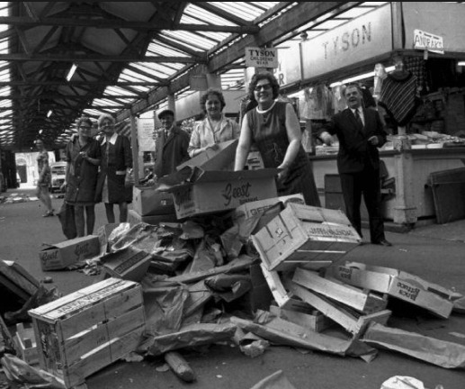 CLEAR UP: Clearing up on the last day of trading at the old Barrow Market in 1971