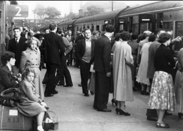TRAVEL: A busy scene of passengers on Platform 2 at Barrow railway station in the 1950s