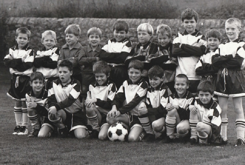 FOOTBALL: Newton Primary School footballers after receiving a new team strip in 1996