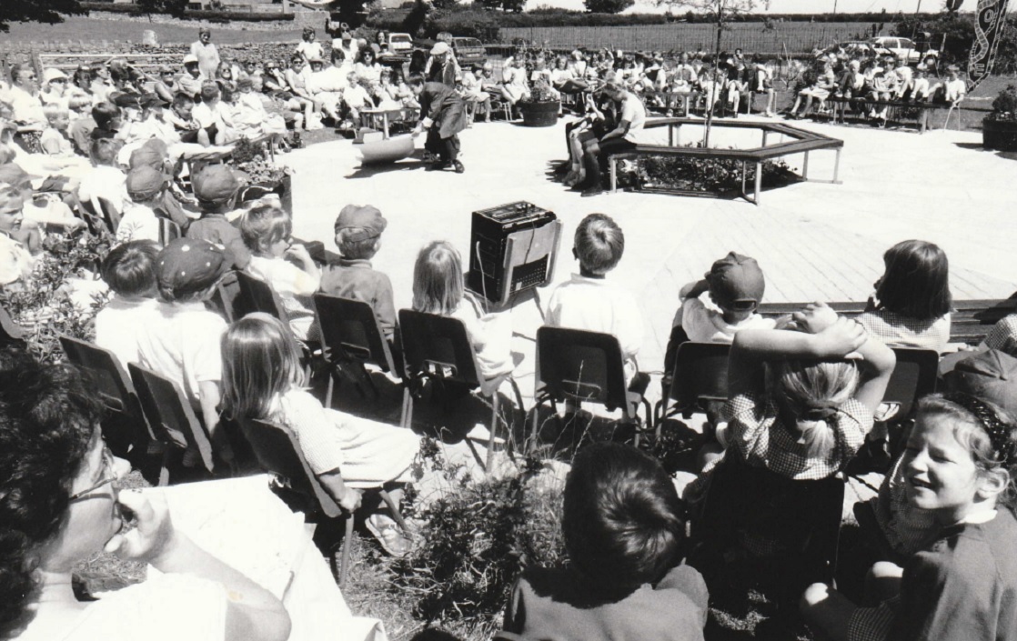 CLASS: A performance of Pennington C of E School’s play The Bumble Snouts Save The World on the school playing field in 1996