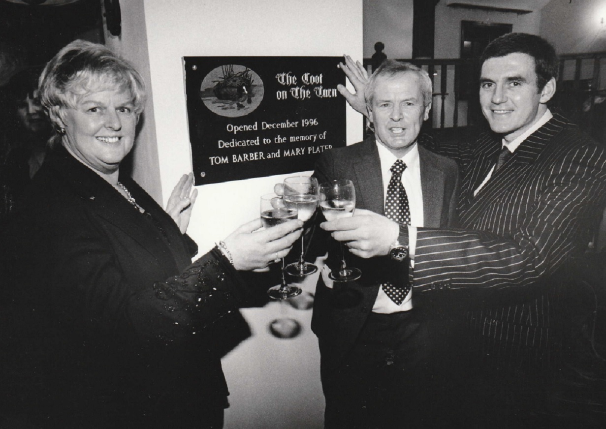TOAST: Toasting the new The Coot on the Tarn restaurant in 1996 were Pauline Barber, building contractor David Caine and business manager Guy Sutcliffe
