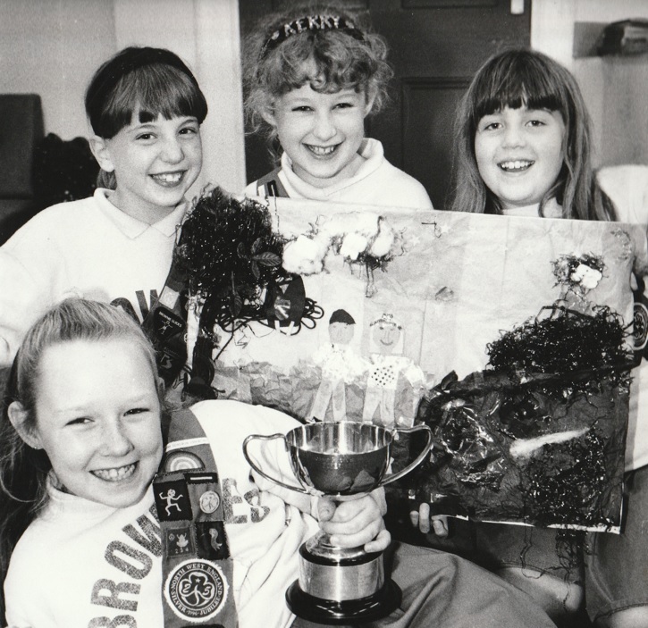 PACK: From left: Alex Irving, Claire Bell, Rochelle Edwards and Kerry Warwick, members of the team from the 12th Barrow (Dalton Church) Brownie Pack, who won the Foresters Cup competition in 1997