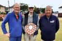 Salthouse Over 60s Open Pairs winners Colin Taylor and Billy Thompson with Salthouse chairman John Taylor