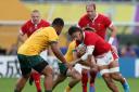 STUCK IN: Australia were unhappy with some of the calls that went against them against Wales