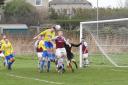 AIRBORNE: Walney Island came storming back after conceding first against Burnley United   Picture: Leigh Ebdell