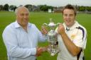 LEGEND: Robin Dunn (left), pictured presenting a trophy to Furness captain Stuart Horne. Picture: Lindsey Dickings