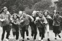 Guides from St Cuthberts, Kirkby and the 2nd Ulverston set off on the treasure hunt at a gala for Guides, Brownies and Rainbows in Ulverston in 1992