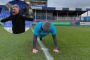 Barrow AFC assistant manager Adam Temple undertaking his push-up challenge