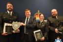 Winners of the Bravery Award: PC Myerscough, PC Coates and PC Doyle with PFCC Peter McCall