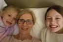 Donna and her two granddaughters, Evie and Dolly, during the night away