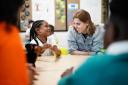 Princess Beatrice reads to pupils at West Thornton Primary School in Croydon as part of Oscar’s Book Club (Aaron Chown/ PA Media Assignments)