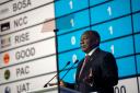 South African President Cyril Ramaphosa speaks during the announcement of the results (Emilio Morenatti/AP)