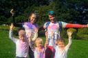 COLOUR: Colour runners Sarah and Simon Carpenter, with Lucas Johnson, Aaron Carpenter and Tommy Johnson. Natalie Chapples