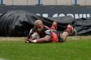 TRY TIME: Stargroth Amean slides in for Barrow Raiders' first try Picture: Richard Land
