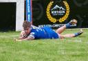 Andrew Bulman dives over the line to score against Featherstone Rovers