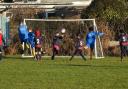 GOALMOUTH ACTION: Walney go on the attack in the Barrow & District Junior Football League                                                          Pictures: Leigh Ebdell