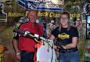 Askam's Darren Hudson with daughter Cloe on the Twin Shock motocross stand