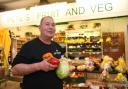 Pete Clark in front of his fruit and veg stall in Barrow Market.