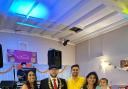 Mayor of Barrow, Chris Altree pictured with Deepanshu Mehta, Swati Singh and Sheeba Mehta celebrating Diwali at Furness Cricket Club
