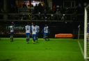 Ben Whitfield is congratulated by team-mates after opening the scoring against Accrington Stanley