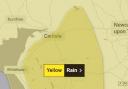 The yellow weather warning for rain, which covers much of Cumbria and parts of North Yorkshire