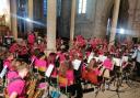 Ulverston Victoria High School's band playing in France