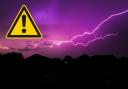Thunderstorm warning. Pictured: Lightning over