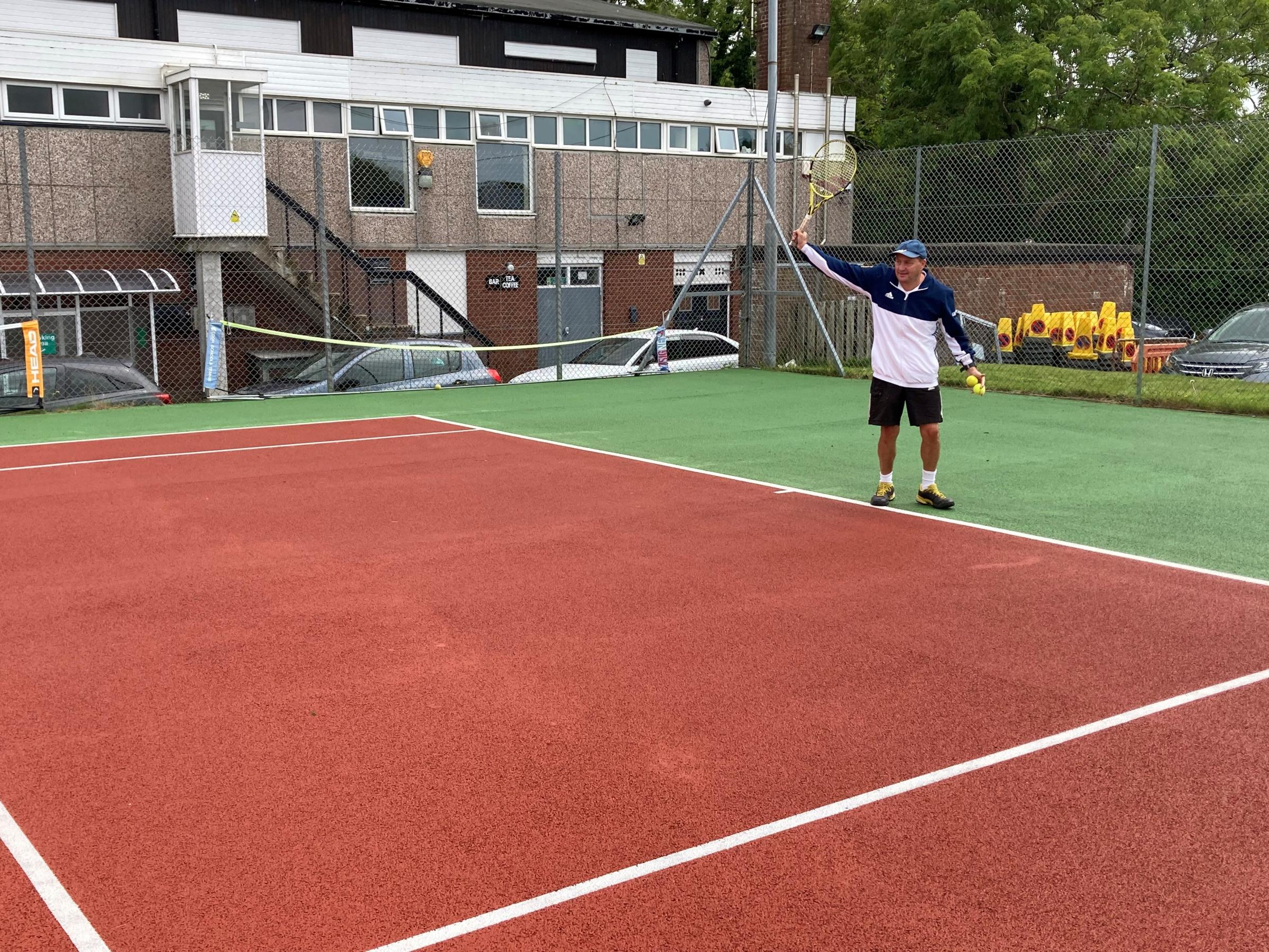 TEACHING: Head coach Stefan Jones on Hawcoat Park’s newly opened tennis courts