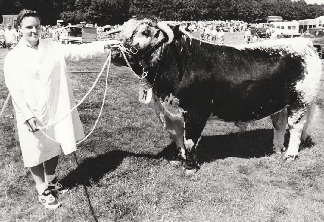 CHAMP: Katie-Jo Walling, of Crosthwaite, with the longhorn bull which was the champion in the any other breed section at Cartmel Show in 1995