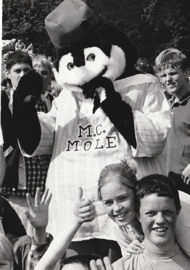 MC Mole dancing in the audience at the Radio One Roadshow at the Glebe in 1996