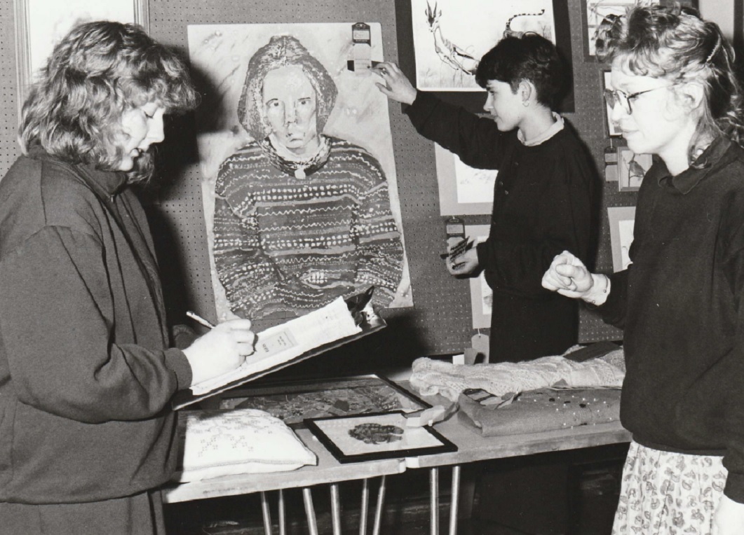 HISTORY: John Ruskin School art teacher Joanna Walton judging at the annual spring show at the school in 1991