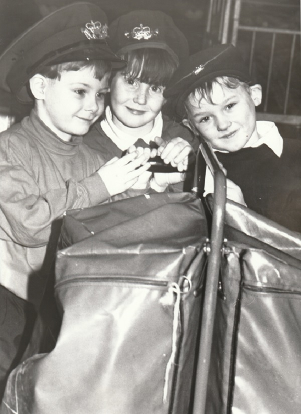 OFFICE: Daniel Wilson, Stacey Jones and Carl Craig during a visit by Abbotsmead Infant School pupils to the sorting office in Barrow in 1994
