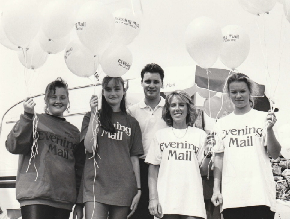 SHOW: The Evening Mail was represented at North Lonsdale Show in 1992 with (from left): Kimberley Aspin, Sandra Aspin, Rick Holden, Sandra Milligan and Suzanne Holmes