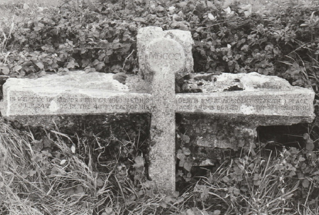 MAJOR: The cross near Aldingham, pictured in 1990, which marked the spot where Major Perryn fell from his horse and died in 1805