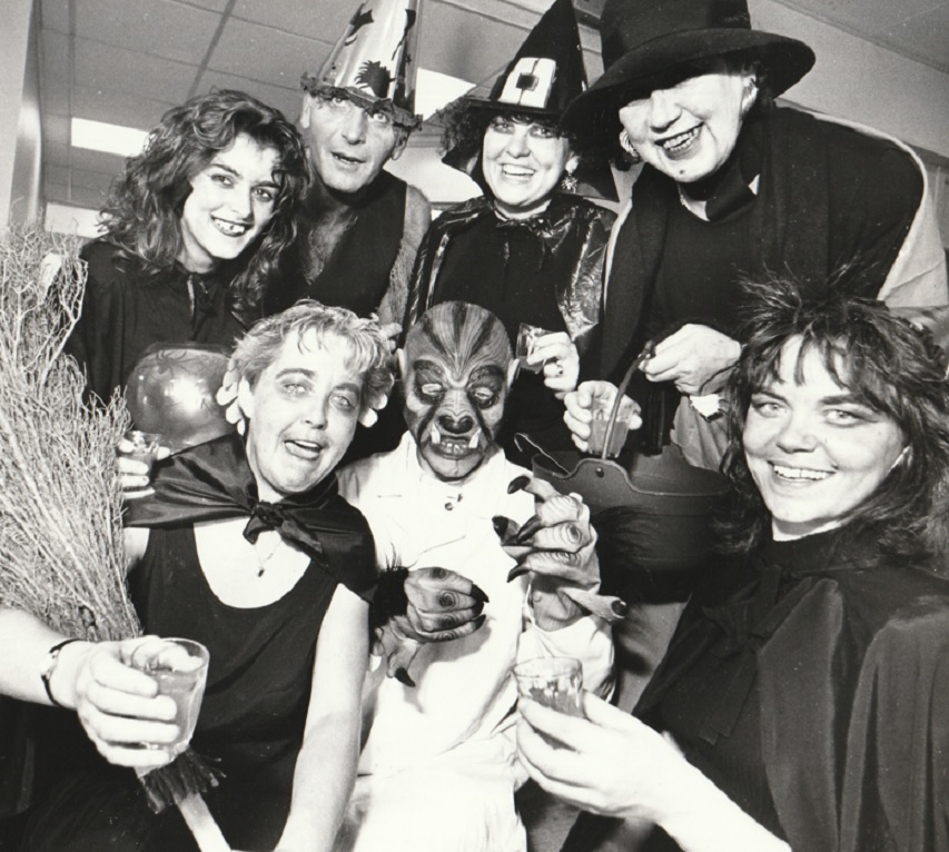 MONEY: Staff members at Scott Ltd donned Halloween costumes to raise money for cancer research in 1994