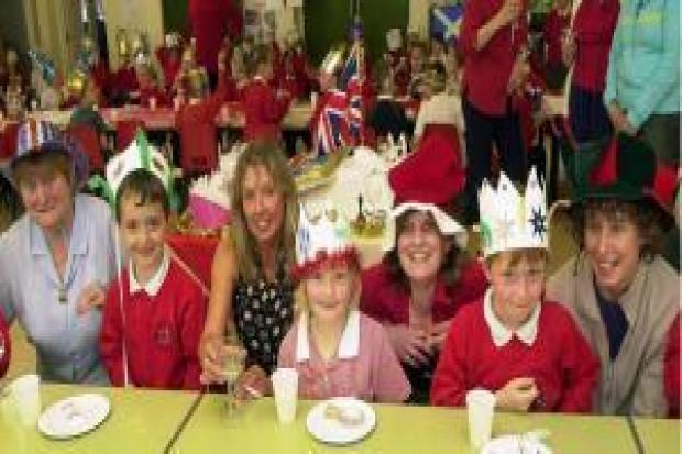Lunch was a special selection of food at the Ramsden Infant School jubilee party in 2002