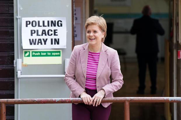 Nicola Sturgeon outside a polling station