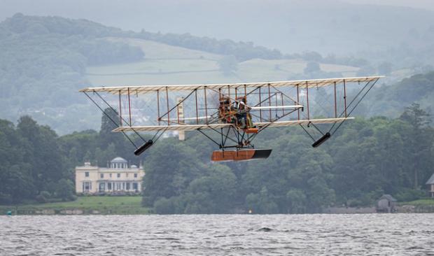 The Mail: SUCCESS: The replica Waterbird in flight on Windermere