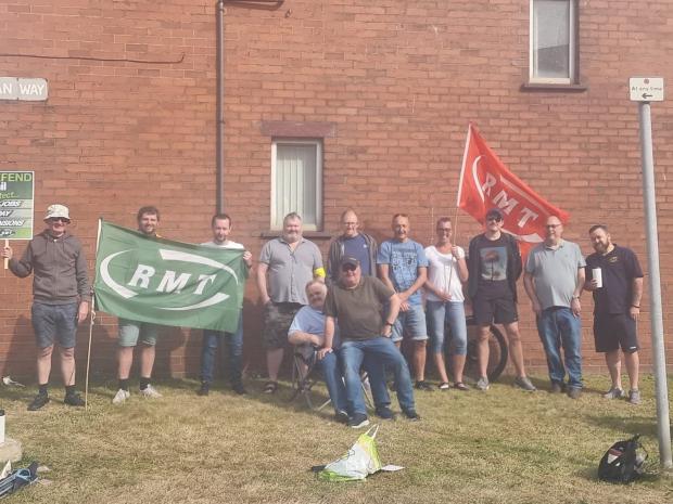 The Mail: FIGHT: PROTEST: Barrow RMT members striking at Elizabethan Way in Barrow yesterday morning