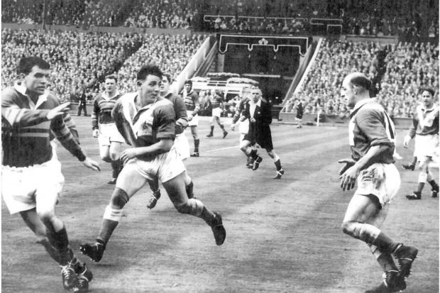 Don Wilson playing for Barrow in the challenge cup final at Wembley in 1957