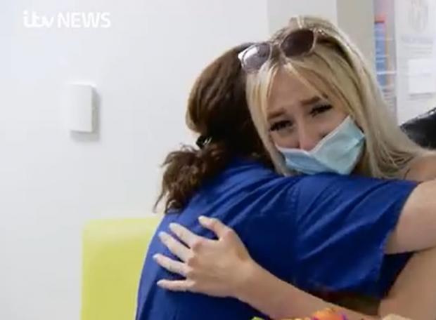 The Mail: Chloe Austin meeting nurses.Credit: ITV